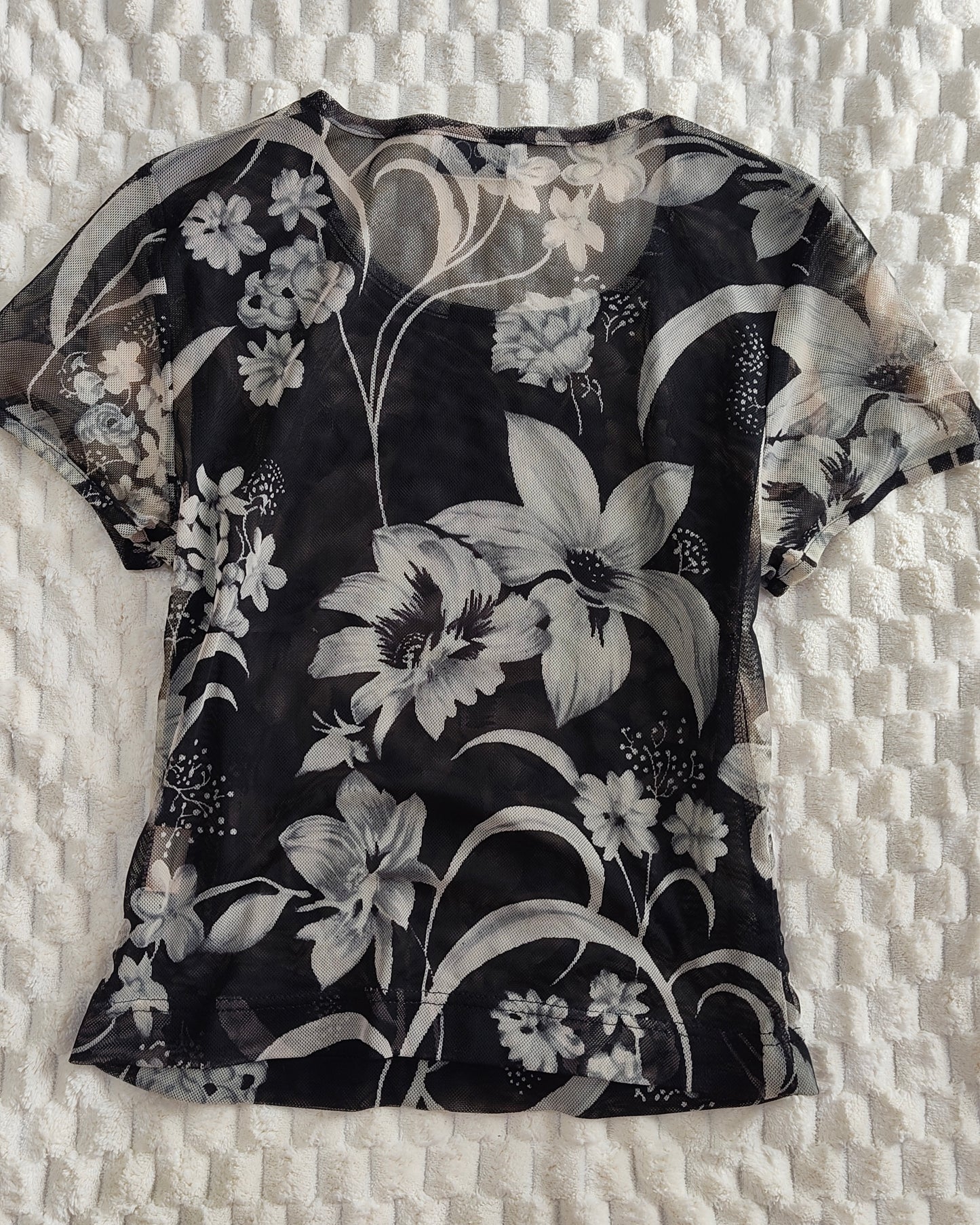 black floral mesh