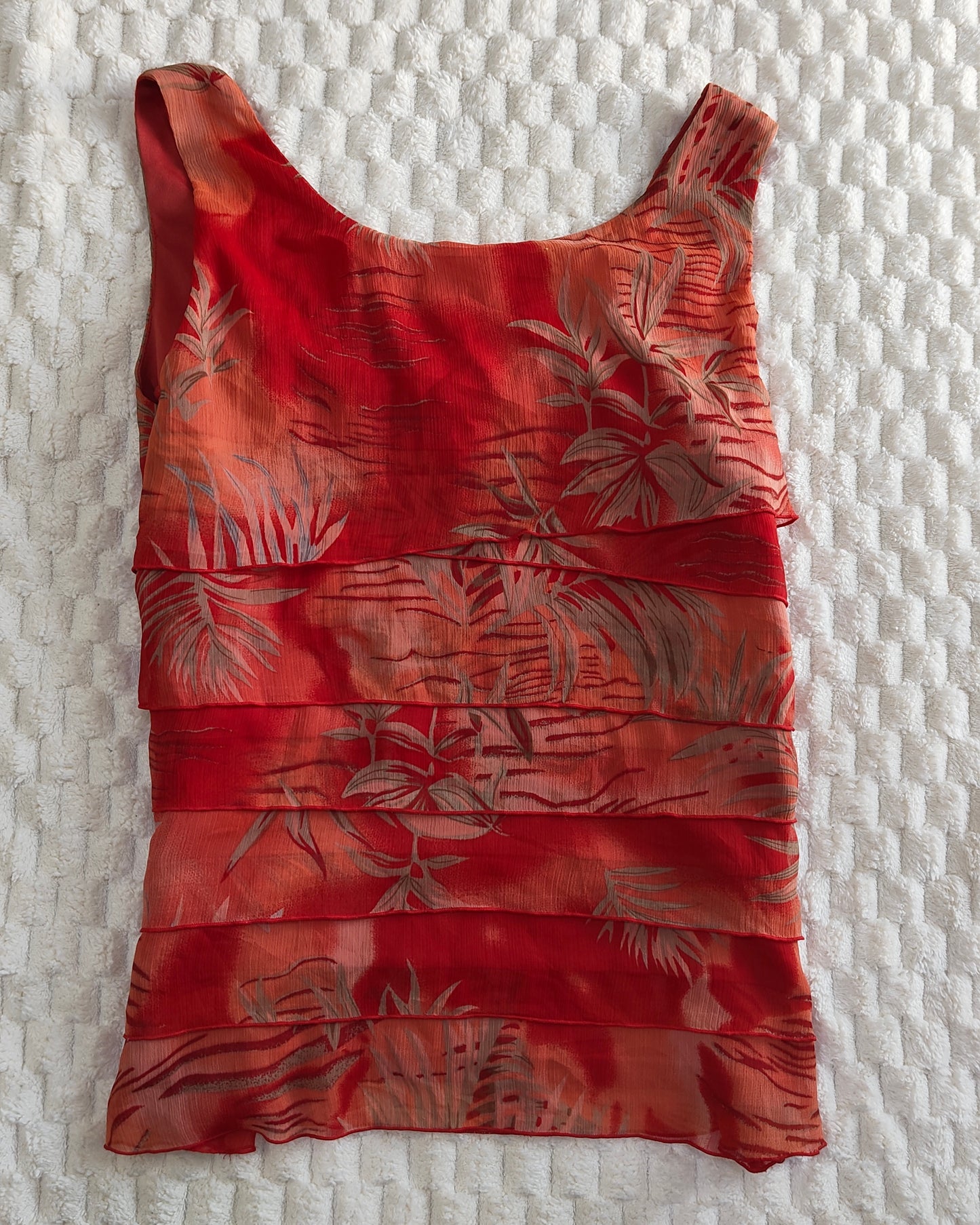 red ruffle tank