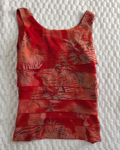 red ruffle tank