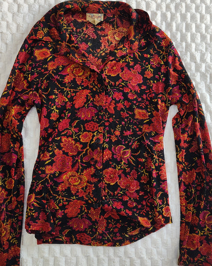 red floral shirt