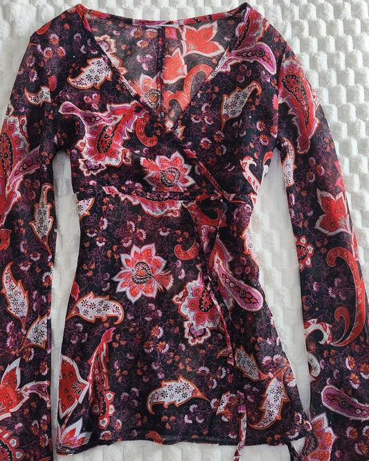whimsical ethnic print blouse