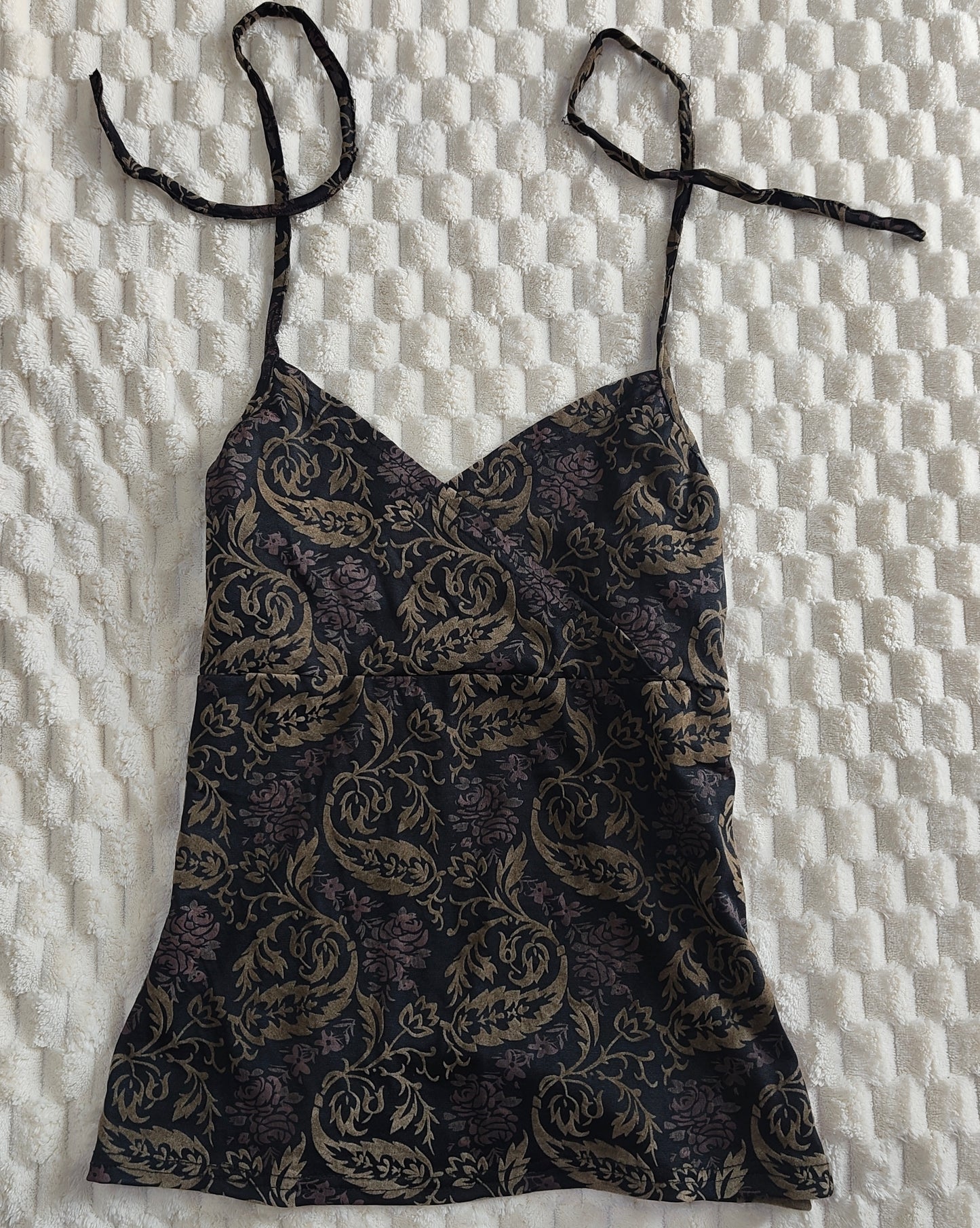 ethnic print tie up halter