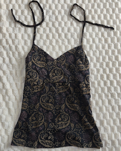 ethnic print tie up halter
