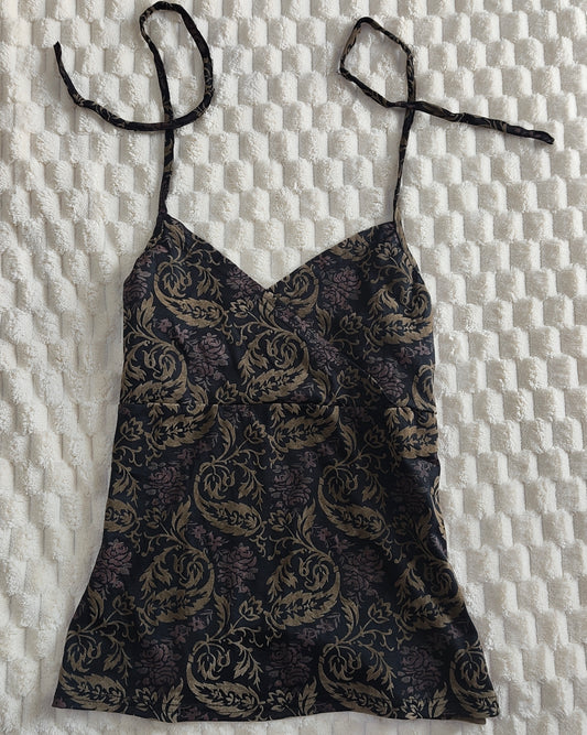 ethnic print tie up halter