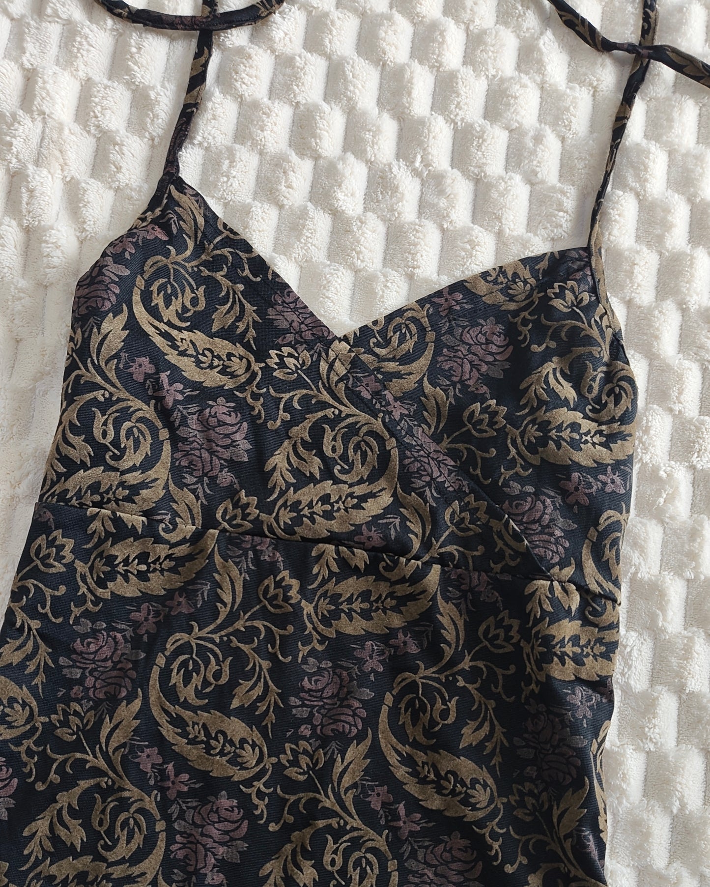 ethnic print tie up halter