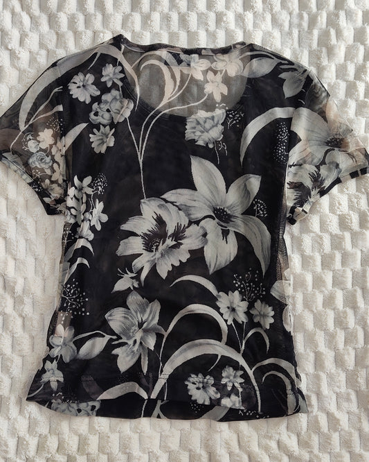 black floral mesh