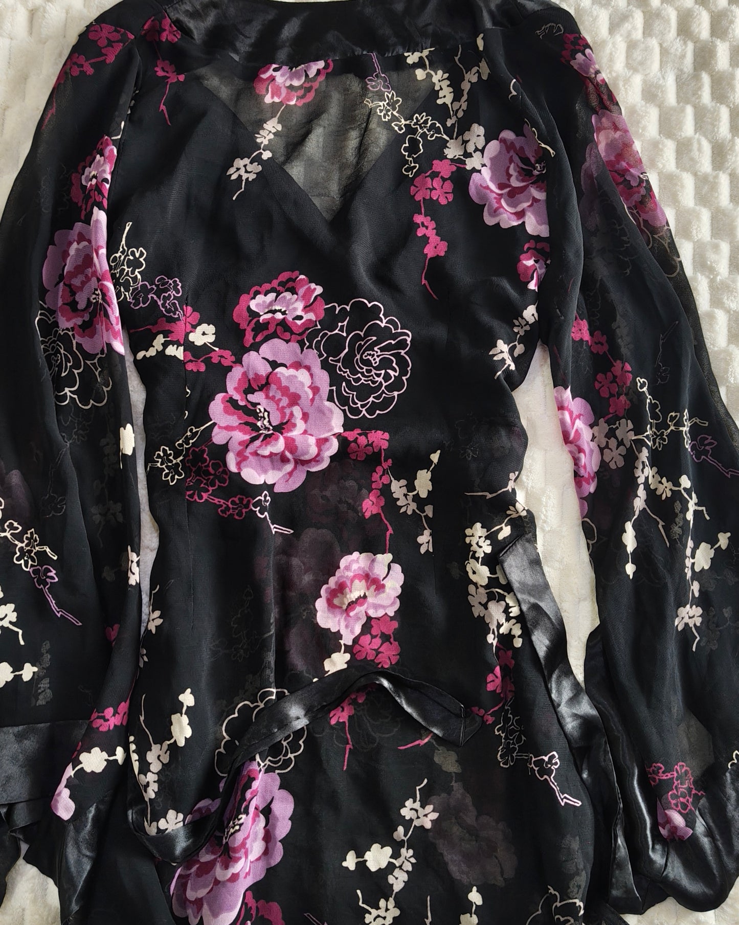 black whimsical tie up blouse