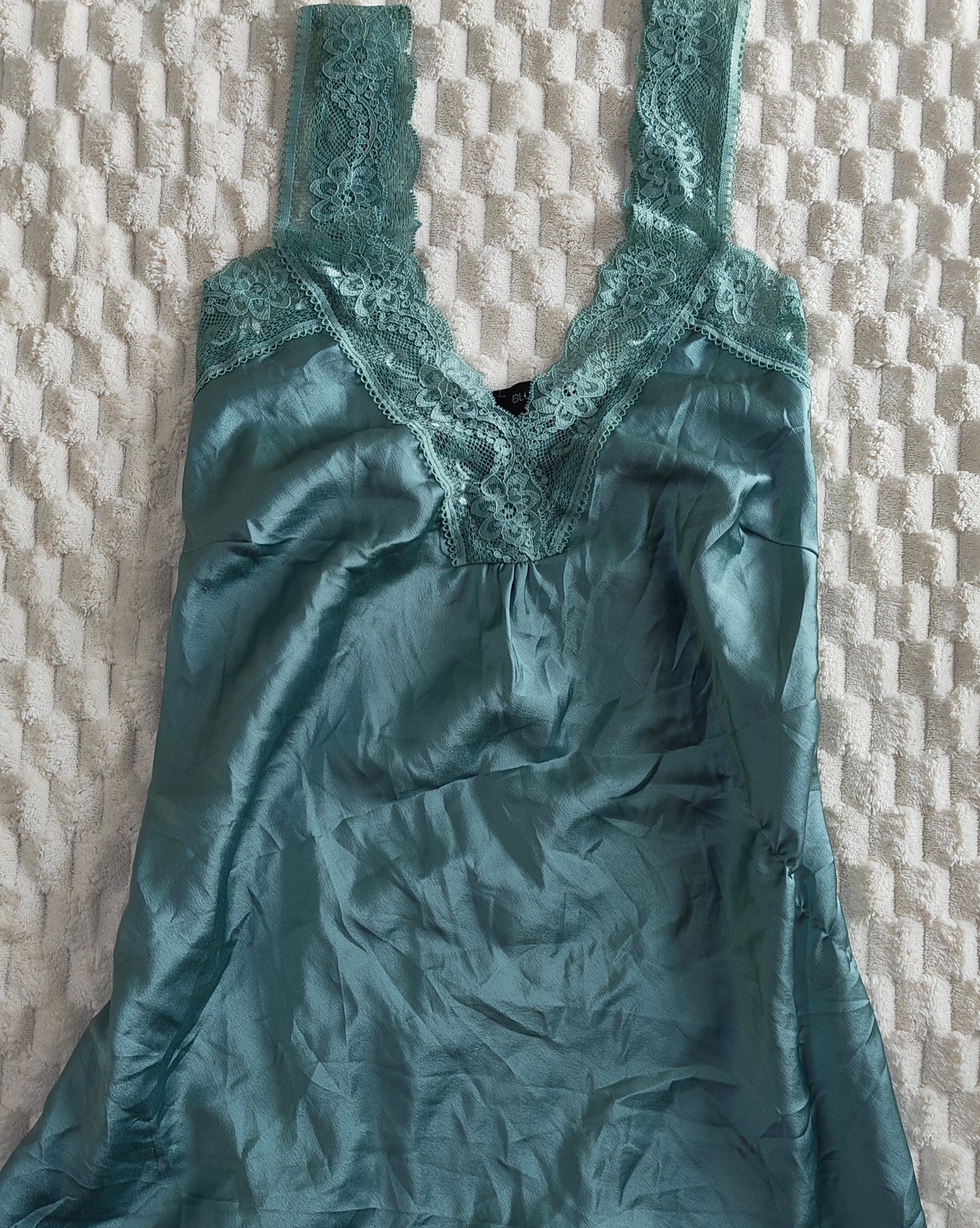 bluish green lace blouse