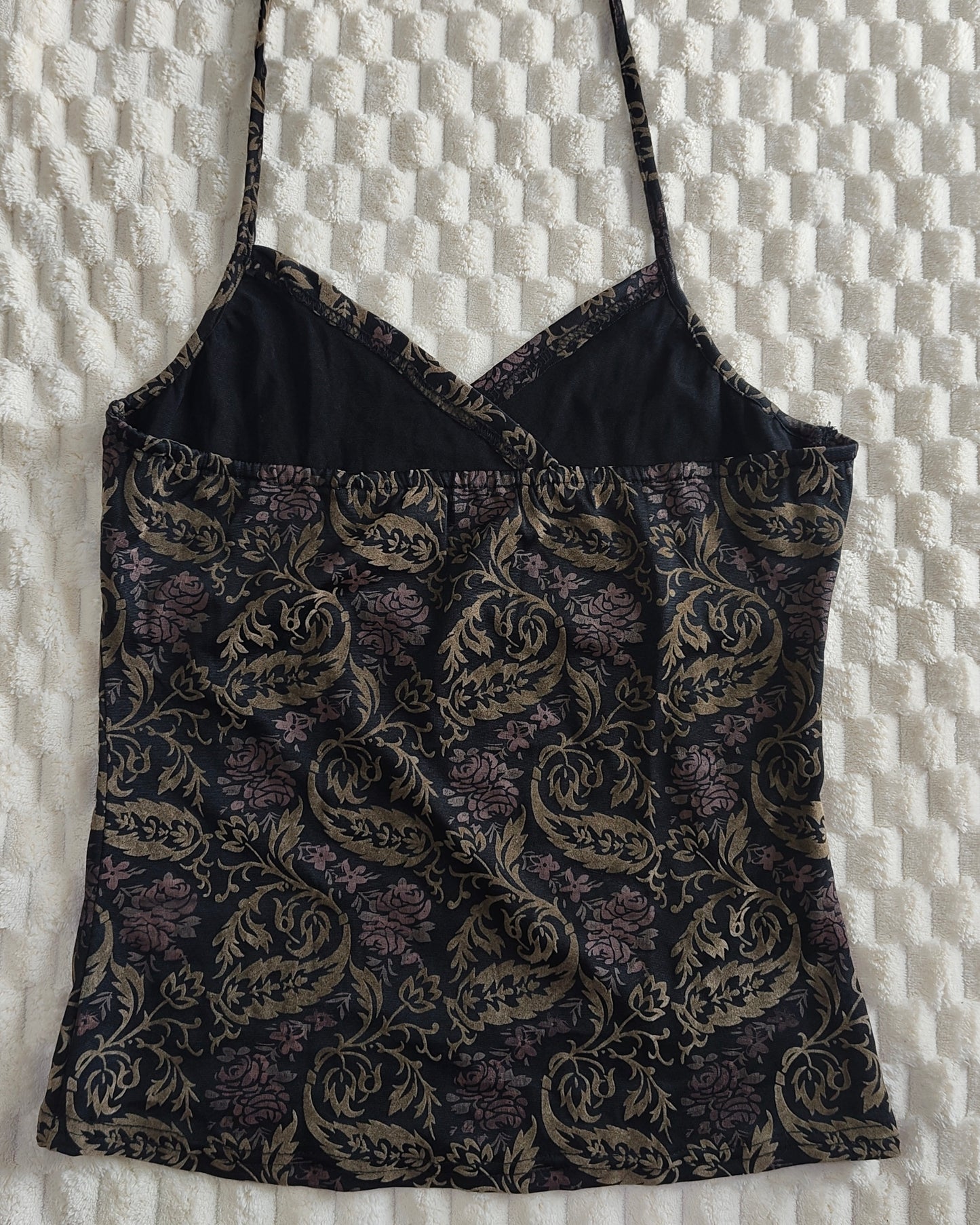 ethnic print tie up halter