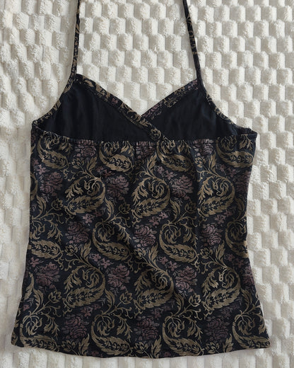 ethnic print tie up halter