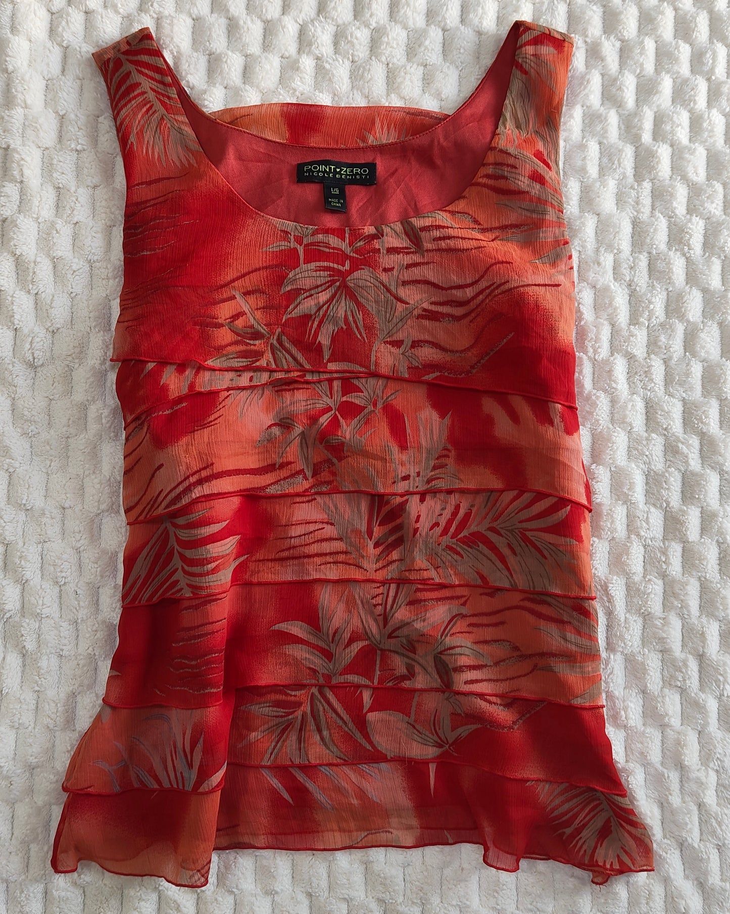 red ruffle tank
