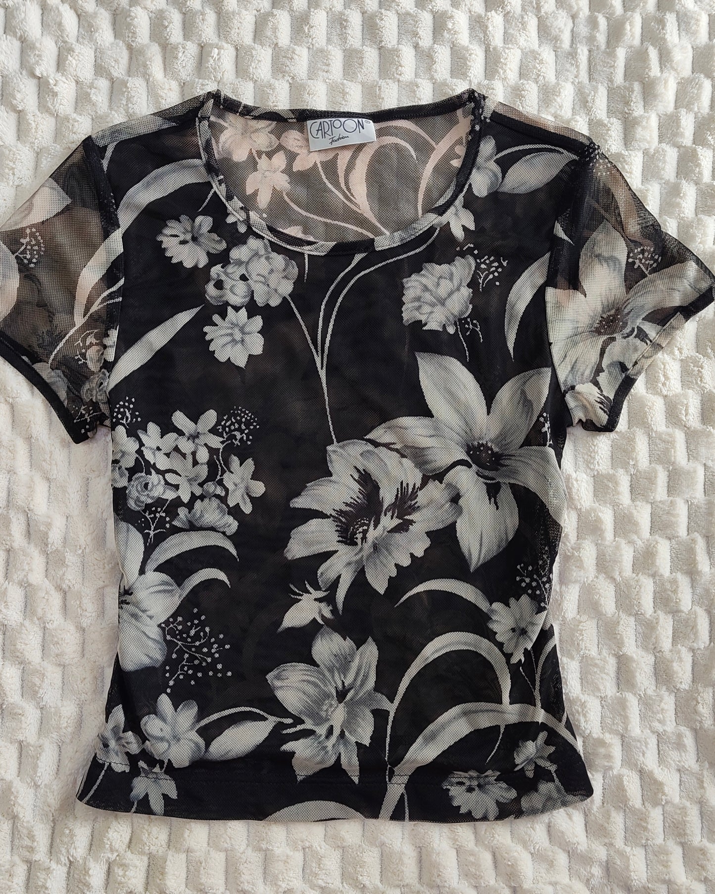black floral mesh