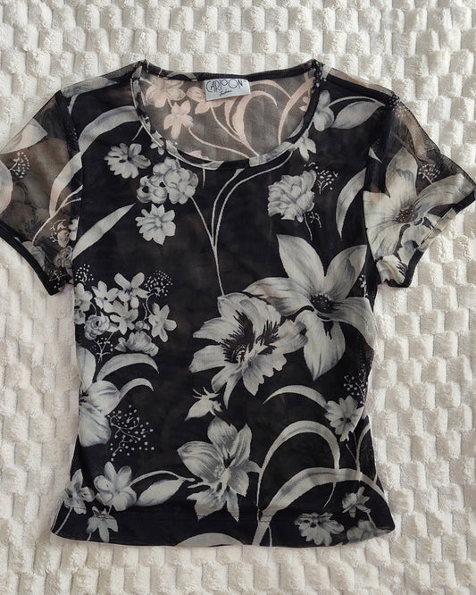 black floral mesh