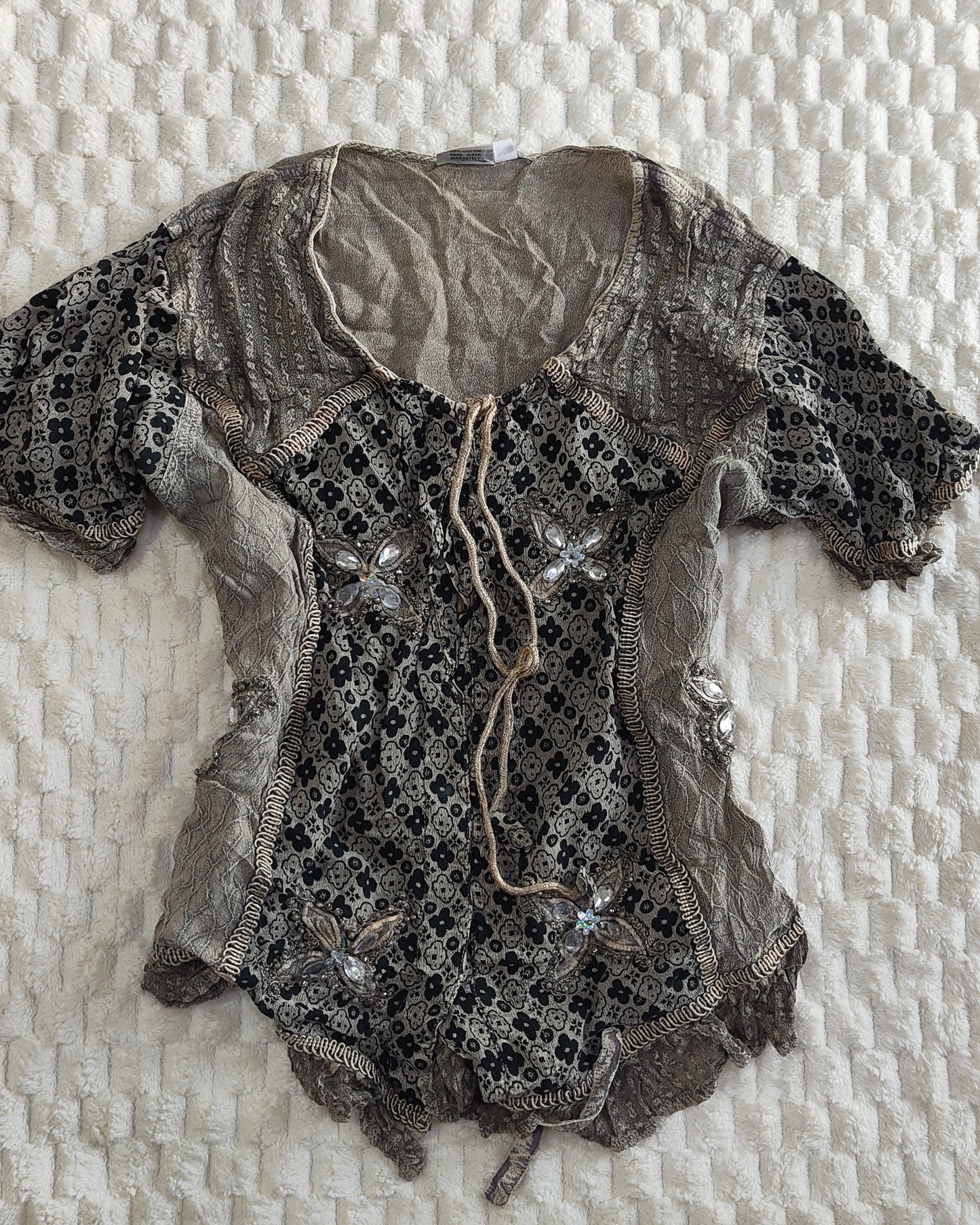 grey embellished blouse